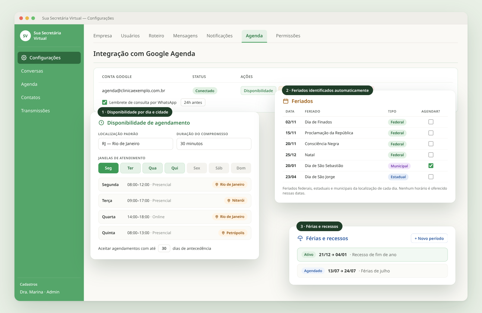 Agendamento automático via WhatsApp integrado ao Google Agenda